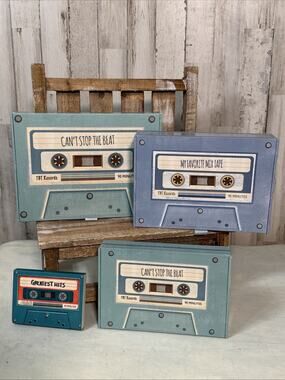 Molly & Rex Set Of 3 Decorative Nesting Boxes With Notepad Vintage Cassette